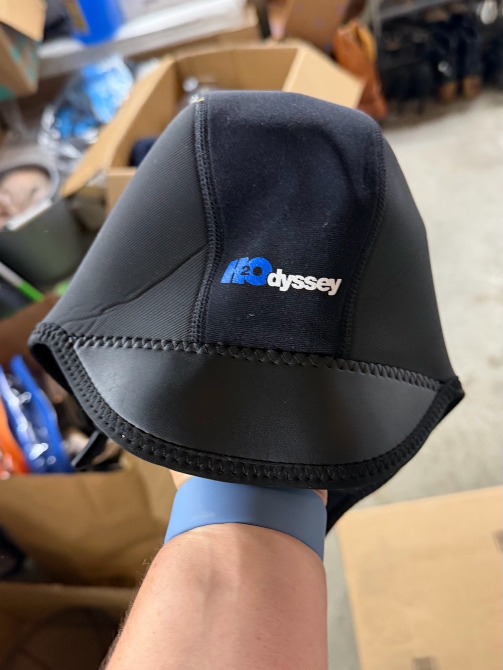 Odyssey Neoprene Headcover in Black with Blue Logo surf hood